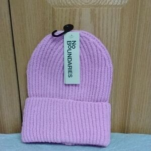 No Boundaries Kids Light Pink Ribbed Knit Beanie